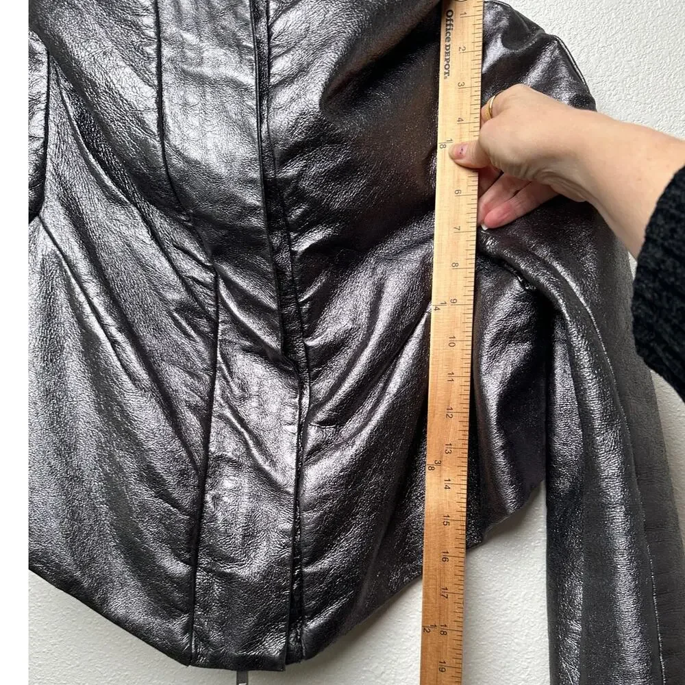 Gareth Pugh gunmetal calf leather cropped jacket women’s 10 draped zip - Picture 15 of 16